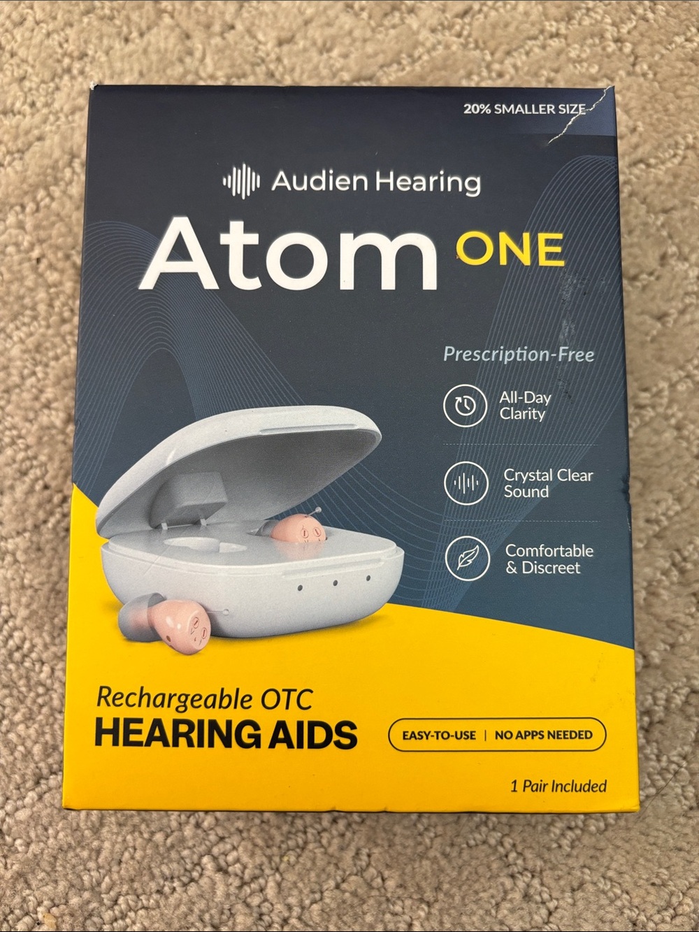 Atom ONE Rechargeable OTC Hearing Aids - Pink